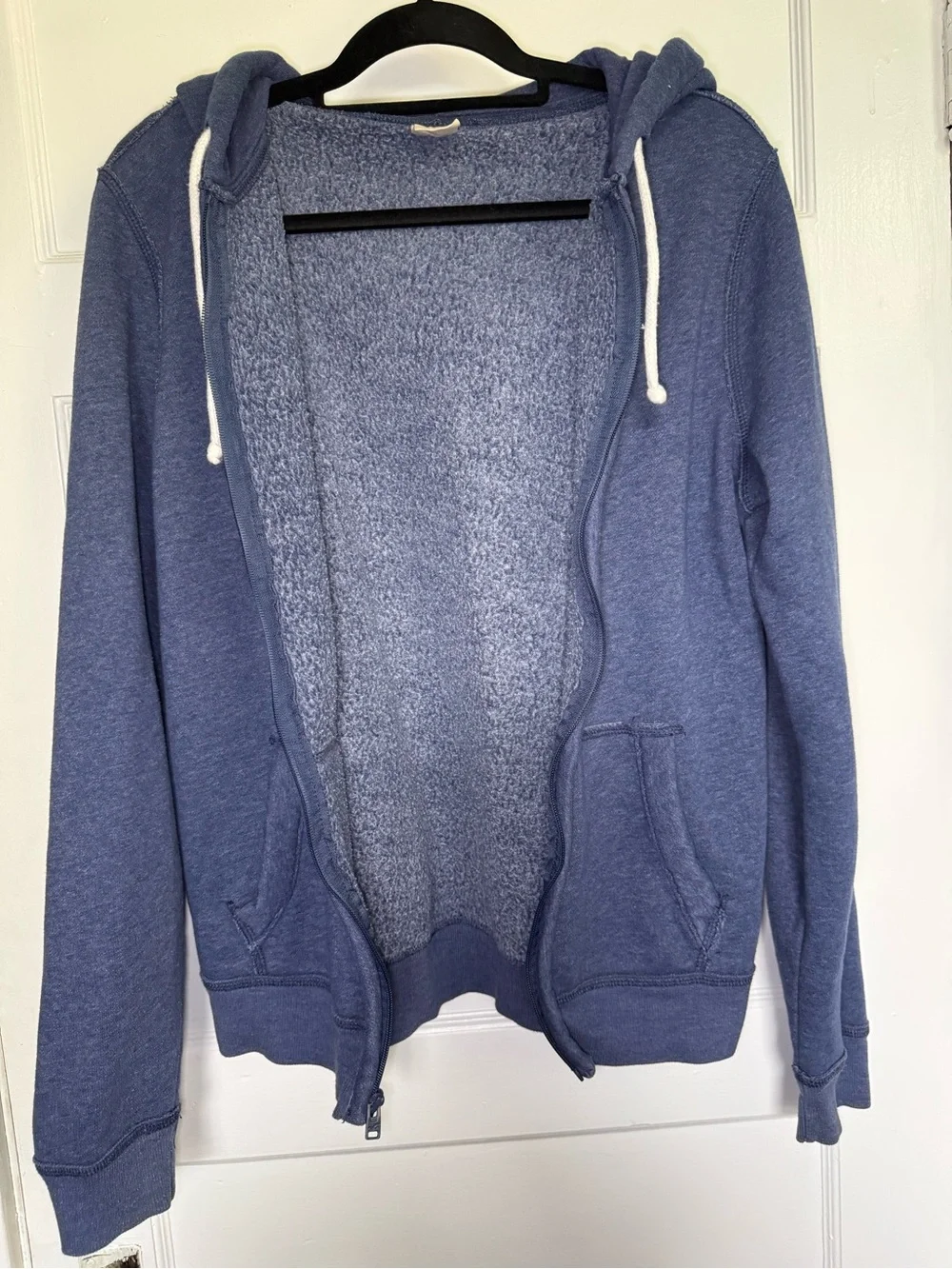 Hollister Co. Y2K Men’s Navy Blue Full-Zip Hoodie w/Drawstrings & Seagull Logo S